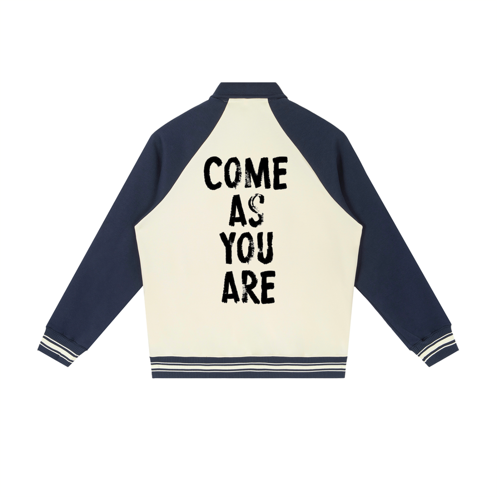 Contrast Raglan Sleeve Baseball Jacket