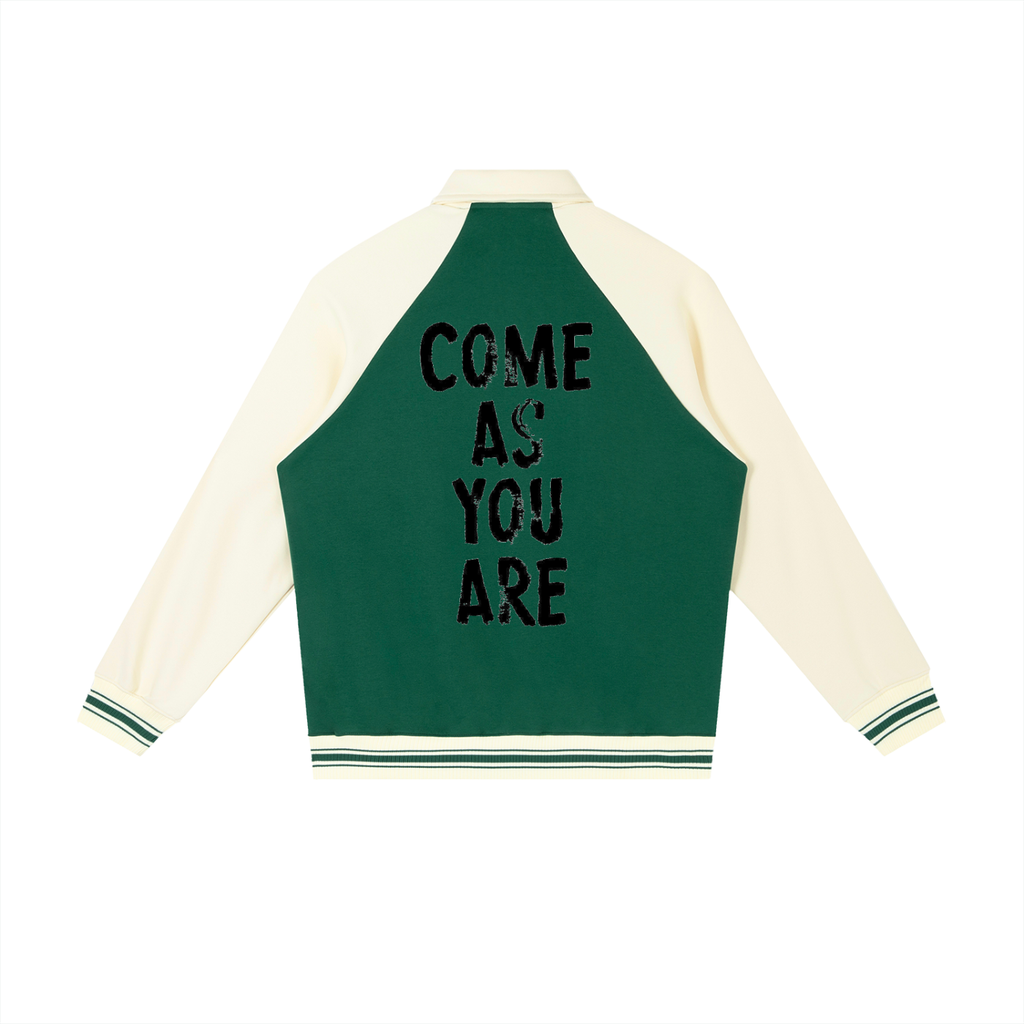 Contrast Raglan Sleeve Baseball Jacket