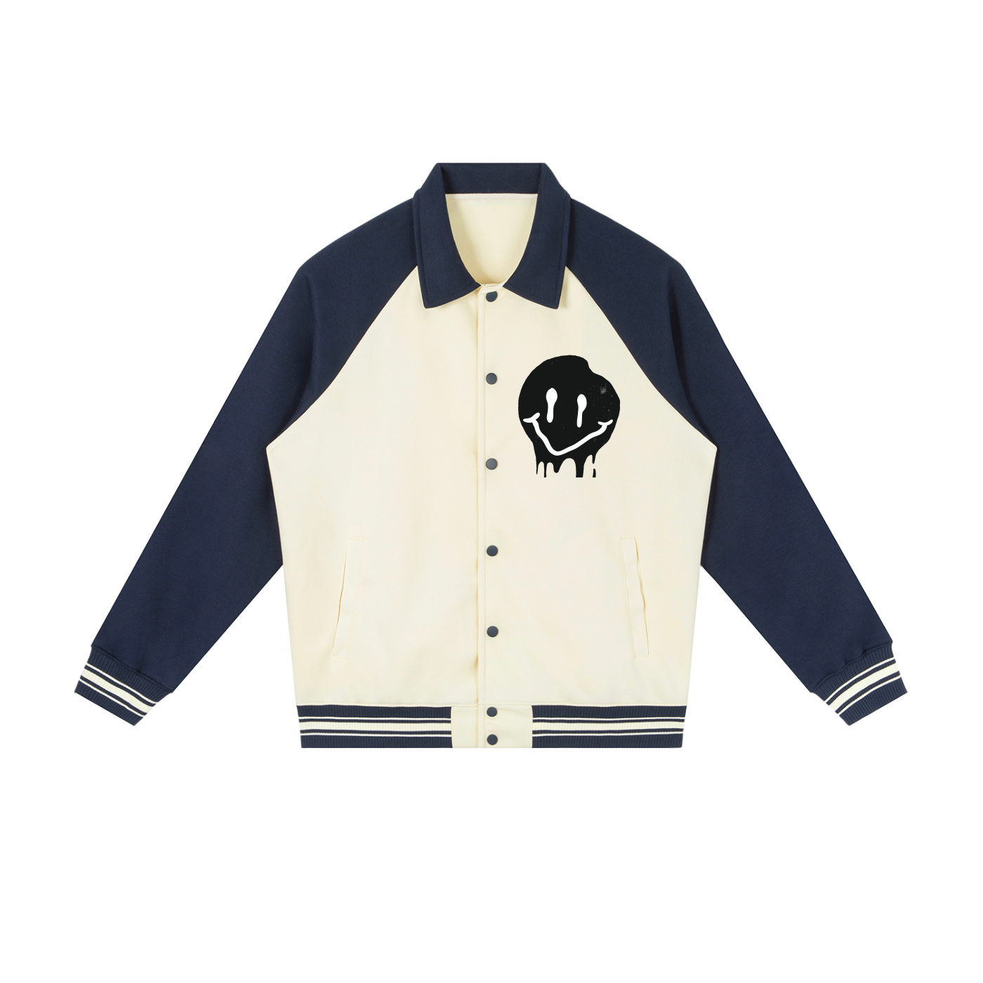 Contrast Raglan Sleeve Baseball Jacket