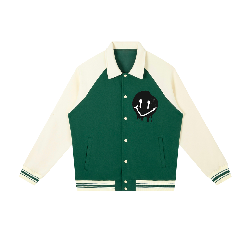 Contrast Raglan Sleeve Baseball Jacket